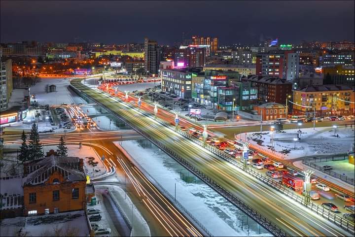 Омск вечерний! Ул. Красный Путь. Фото Андрея Кудрявцева 