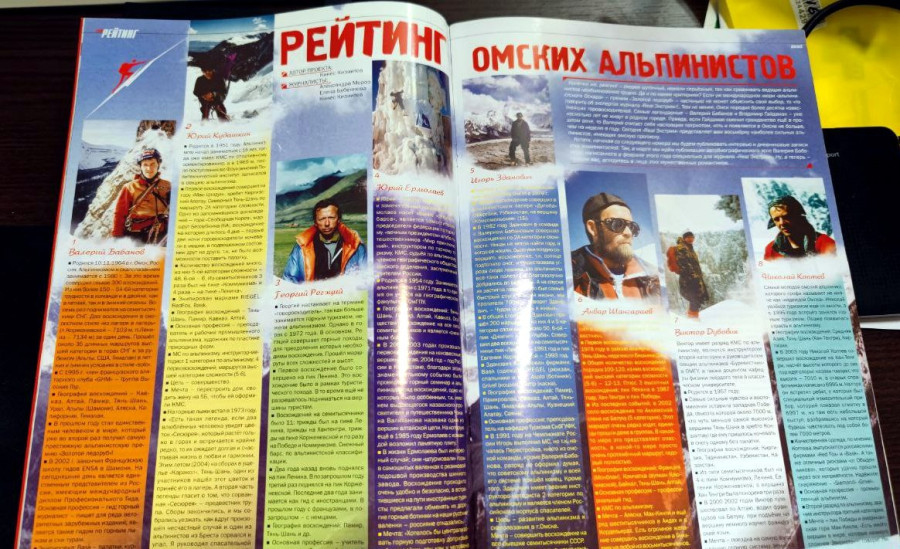 Рейтинг омских альпинистов, журнал «Real Экстрим» №2, февраль-март 2005 г. Юрий Кудашкин под №2 (вторая колонка слева).